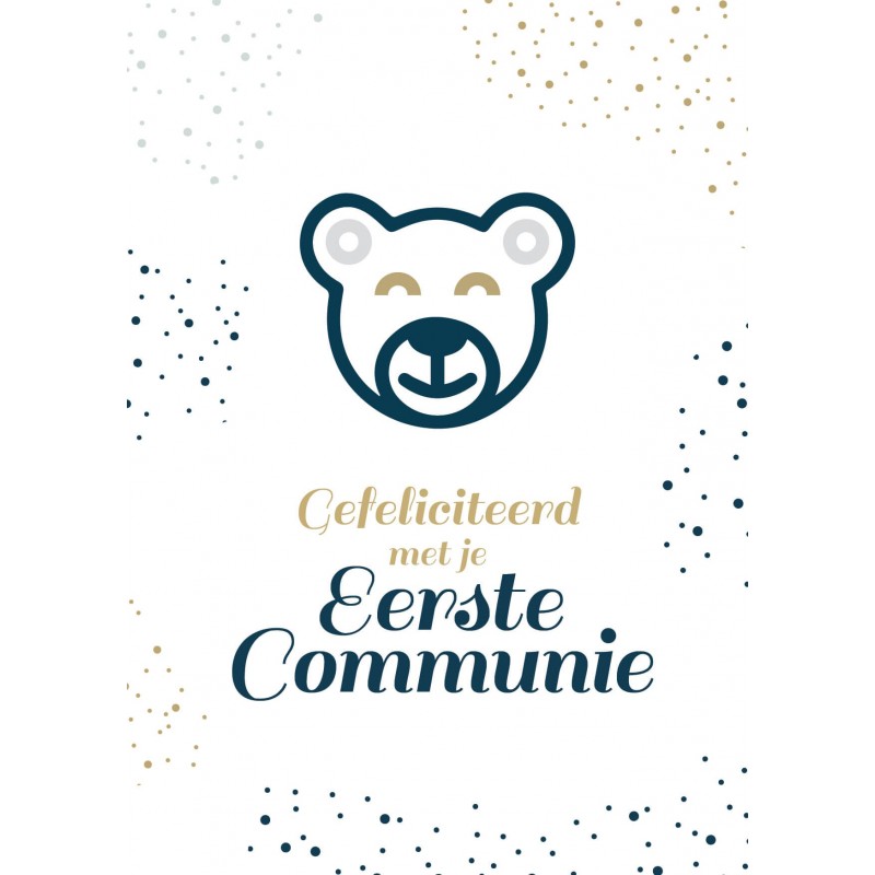 Communiekaartje eerste communie beer