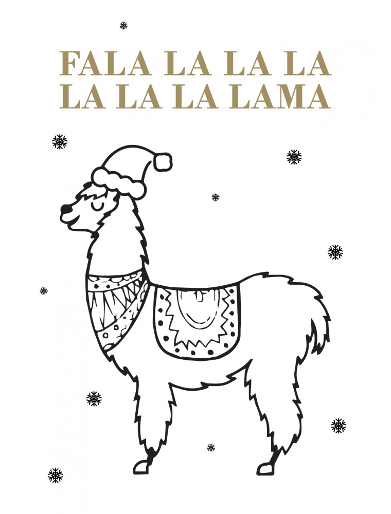 Grappige kerstkaart Lama