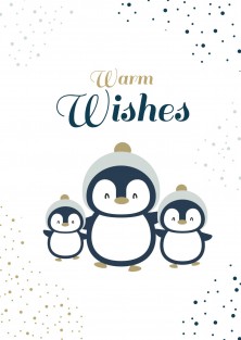 Kerstkaart warm wishes pinguin