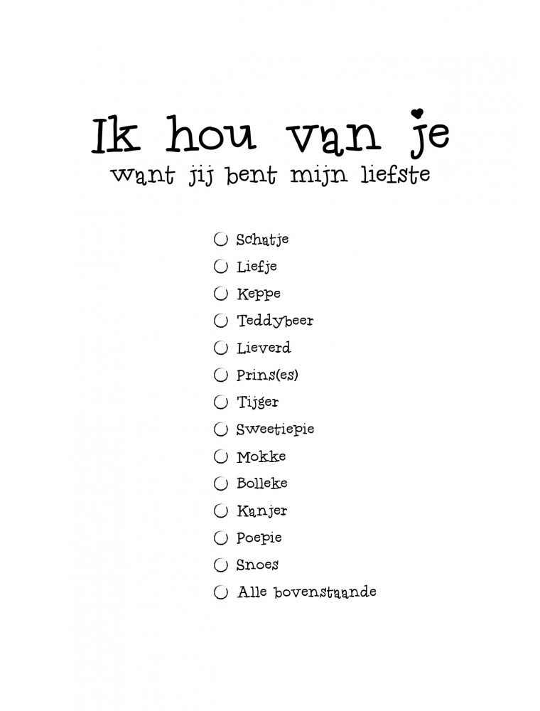 Wenskaart "Mijn Liefste" Wenskaart "Mijn Liefste"