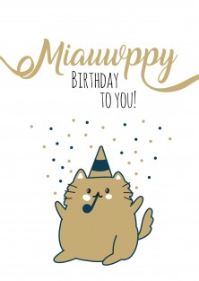 Pakket van 10: Verjaardagskaart kat miauwppy birthday