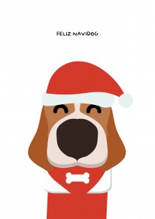 Kerstkaart hond - Feliz Navidog