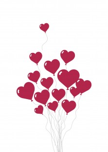 Hart ballonnen - Valentijnskaart