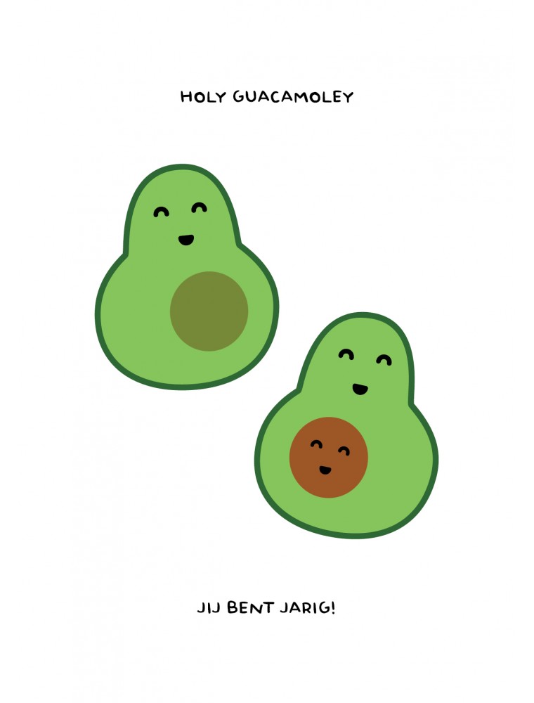 Verjaardagskaart avocado - Holy Guacamoly