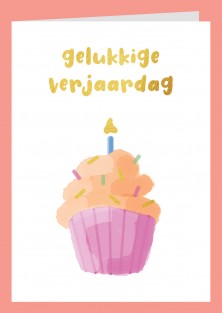 Dubbele verjaardagskaart met cupcake - Lacarta