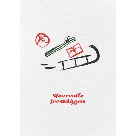 Kerstkaart Slee - Kerstkaart met omslag